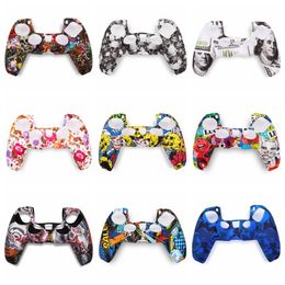 For PS5 Playstation 5 Skin Soft Gel Silicone Protective Cover Grip Case Camouflage Skull Cartoon Flower 10pcs/lot