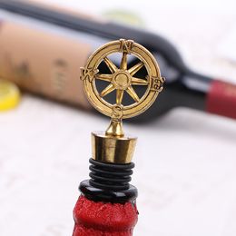 New Arrival Wedding Favors Rudder Wine Bottle Stopper Nautical Themed Compass Wedding Shower Favors SEA SHIPPING HHE4216