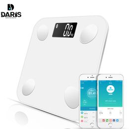 SDARISB Bluetooth scales floor Body Weight Bathroom Scale Smart Backlit Display Scale Body Weight Body Fat Water Muscle Mass BMI Y200106