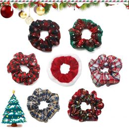 Christmas Scrunchies Elastic Hair Rubber Bands Velvet Hair Ring Fashion Ponytail Holder Women Girls Christmas Ornaments 7 Designs