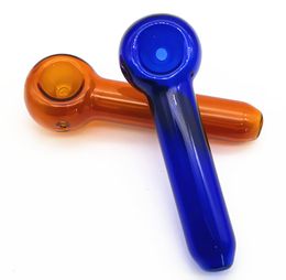 QBsomk 4 Inch Glass Pipes Smoking Hookah Tobacco Spoon Coloured Mini Small Hand For Oil Burner Dab