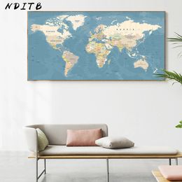 Mapa Do Mundo Decorativo Foto Decorativa Poster Vintage Arte Nórdica Impressão de Grande Tamanho Pintura Moderna Estudo Escritório Decoração Decoração Z1202