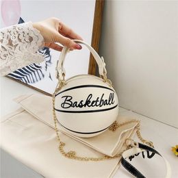 Yeni Tasarım Basketbol Şekli El Çantası Moda Kadın Zincirler Çanta Mektup Omuz Çantası Kadın Mini Crossbody Çanta Dairesel Çanta