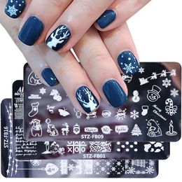 1pcs Christmas Nail Art Stamp Template Snowflake Flower Leaf Letter Nail Stamping Plates Stencil Polish Manicure SASTZFB01-19-1