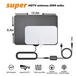 TY45 Indoor Digital TV Antennas Carbon Fibre 4K 1080P HD ATSC Digitasl Antenna with Switch Amplifier Booster Aerial 50-80 miles