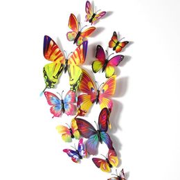 12pcs Pvc 3d Butterfly Wall Decor Cute Butterflies Wall Stickers Art Decals Home Decoration Room jllvwj