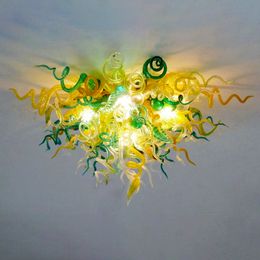 Wholesale Lamps Green and Yellow Chandeliers Ceiling Lights LED Light Hand Blown Murano Glass American Style Chandelier Custom 70 by 60 CM