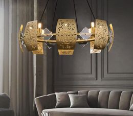 Luxury Copper LED Chandelier Living Dining Room Bedroom Kitchen Restaurant Hanging Lamp Creative Crystal Postmodern Luminaires