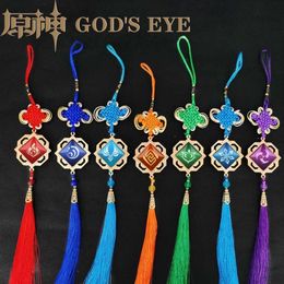 Anime Keychain Element Vision God's Eye Genshin Impact Game Chinese knot tassel Accessories Bag Pendant Key Chain for Girl Gifts G1019