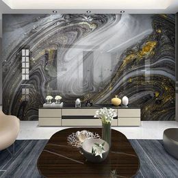 Custom Mural 3D Wallpaper Modern Black Abstract Marble Wall Living Room TV Sofa Background Decor Waterproof