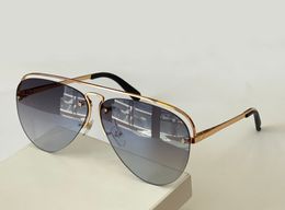 Summer Gold Pilot Grease Sunglasses for Women 1213 Gray Gradiente Lente Lente Frame Design de moda Glasses UV 400 Wear With Box