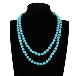 Natural Stone Sweater Long Beaded Necklaces For Women Girl Handmade Party Club Yoga Fashion Jewellery