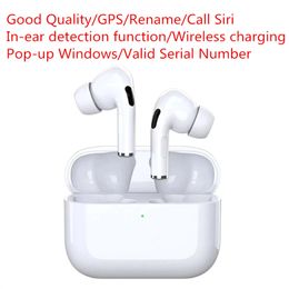 HIGH QUALITY AirPods Pro Wirless Earphones real serial NO. Metal closure connector Rename GPS Wireless Charging Bluetooth Headphones with In-Ear Detection