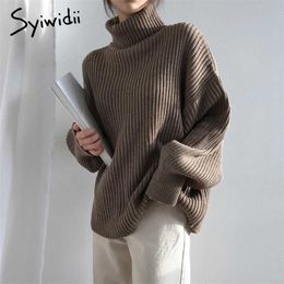 Syiwidii Turtleneck Woman Sweaters Autumn Winter Fashion Black Pullovers Long Sleeve Knitted Korean Tops Loose Jumpers 211018