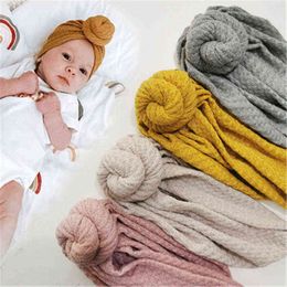 2020 Newborn Kids Baby Boy Girl Turban Cotton Beanie Hat Autumn Warm Soft Cap Solid Snail wool Knit Soft Wrap Children hat Y21111