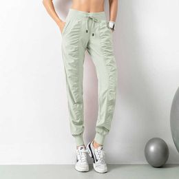Yoga Outfit Breathable Sports Pants Gym Clothes Women's Joggers Quick Dry Slim Loose Running Training Fitness Leggings Nine Point Pocket Casual Trouses71b6