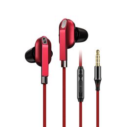 Double Drive In Ear Earphones Bass Subwoofer Stereo wired Headphone Microphone Sport Running Earbuds For Samsung iPhone Earphone