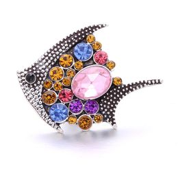 Colorful Fish Rhinestone fastener 18mm Snap Button Clasp Silver Color Metal charms for Snaps Jewelry Findings suppliers