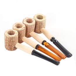 Corn Cob Pipe Disposable Natural Corncob Herb Tobacco Hammer Spoon Cigarette Filter Pipes Tools Accessories 145mm Length