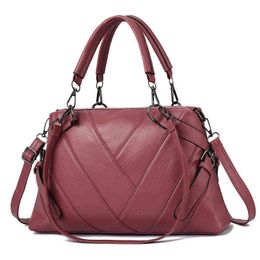 HBP Non- Measuring fashion portable bag soft leather Colour contrast large capacity versatile women's Single Shoulder Fa