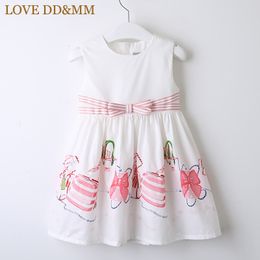 LOVE DD&MM Girls Dresses Spring New Children's Wear Girls Sweet Striped Bow Painted Sleeveless Vest Dress 210303
