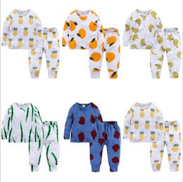 Kids Pyjamas Sets Fruit Printed Baby Boys Pyjamas Infant Girl Sleepwear Long Sleeve Toddler Nightwear Kids Clothing 5 Designs DW4616