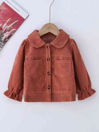 Baby Dual Pocket Flounce Sleeve Corduroy Jacket SHE