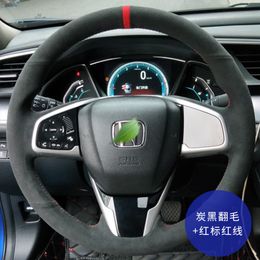 For Honda 10th generation Civic crv FIT Accord xrv Avancier Breeze DIY custom suede leather steering wheel cover car wheel cover