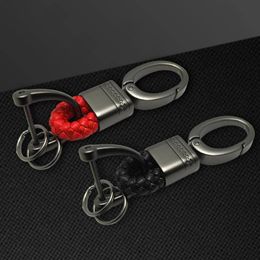 Keychains Key Chains Detachable Buckle Metal Chain With Woven Leather Creative Double Clasp Ring Pendant Accessories Gifts