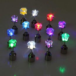 Novelty Lighting Earring Light Up Crown Glowing Crystal Stainless Drop Ear Stud Jewelry For Women Christmas Gifts