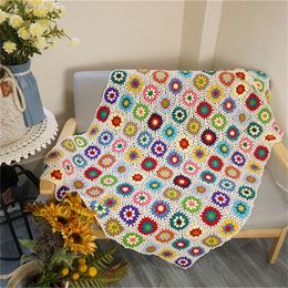 crochet blanket tablerunner cushion Handmade granny square home decor garden 120x60cm 210316