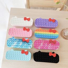 Decompression Toy bowknot Pencil Case Bags Pure Color Press Silicone Stationery Water Proof Storage Bag