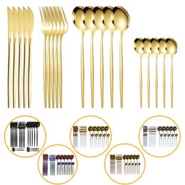 20pcs Gold Dinnerware Set Stainless Steel Cutlery Set Mirror Silverware Knife Fork Spoon Tableware Flatware Set Dishwasher Safe 211112