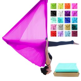 PRIOR FITNESS 5 Meters Yoga Hammock fabric 20 colors Nylon Tricot Yoga belt swing Anti Gravity Aerial Silks Q0219