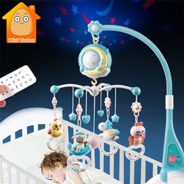 Baby Rattles Crib Mobiles Toy Holder Rotating Mobile Bed Bell Musical Box Projection 0-12 Months born Infant Boy Toys 220216