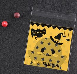 100-Pack 10*10cm halloween trick or treat bags halloween bags Halloween party gift packaging self-adhesive biscuits candy