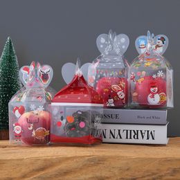 Christmas Eve Apple Packing Box Decoration Santa Claus Xmas Transparent Plastic Toys Gift Boxes Cartoon Snowman Elk Party Decor BH4929 WLY