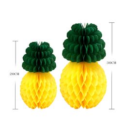 5pcs Honeycomb Pieapple Hanging Decor Pineapple Garland Table Centerpiece Paper Fruit Hawaiian Wedding Party Supplies