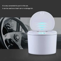 3/5L Mini Car Desktop Garbage Bin Trash Can Kitchen Bathroom Wastebasket Automatic Sensor Waste Smart Small 210728