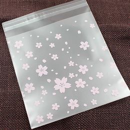 50Pcs Plastic Transparent Cherry Blossoms Self Adhesive Bag Self Sealing Small Bags For Packing Jewellery Candy Gift Jewellery Bags