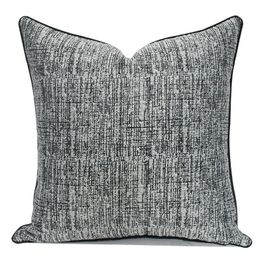 Cushion/Decorative Pillow Dark Gray Cushion Cover Decorative Case Nordic Industry Style Simple Geometric Jacquard Satin Sofa Chair Coussin