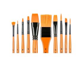 Giorgione 10 Pcs Painting Brush Set Nylon Hair Watercolour Pen Round Pointed Tip Brush With Bag Art for Student School Supplies