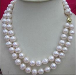 double strand pearls Australia - Double Strands +9-10mm Natural South Sea White Pearl Necklace 17-18" Chains