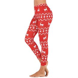 -Donne carino Leggings di Natale Leggings Renna Stampa Tight da fitness Pantaloni Pantaloni natalizi Pantaloni da yoga Stampa Vestiti e comodi