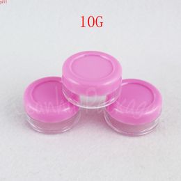 10G Transparent Jar With Pink Screw Cap , 10CC Empty Cosmetic Container Eye Cream / Mask Sample Bottle ( 100 PC/Lot )high qty