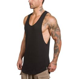 Newest mens gym tank tops Vest Stringer Bodybuilding Singlet cotton Sport Sportswear Men's Fitness Clothing