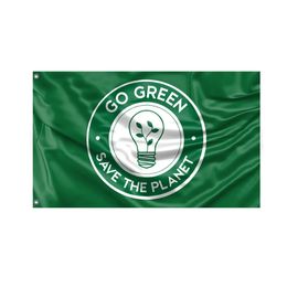 Go Green Save The Planet 3x5ft Flags Family House Banners 100D Polyester High Quality Vivid Colour With Two Brass Grommets