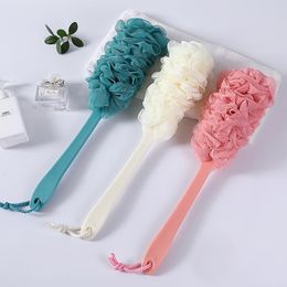 Bath Flower Long Handle Shower Brush Large Soft Bubble Net Massage Skin Cleaning Bathroom Supplies 41cm T500491
