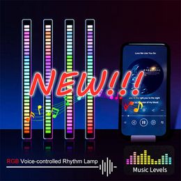 NEW!!! RGB Voice-Activated Pickup Rhythm Light, Creative Colourful Sound Control Ambient with 32 Bit Music Level Indicator Car Desktop LED Light Wholesale