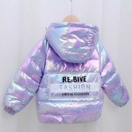 colorful children's down jacket winter hooded outerwear boys and girls jackets baby autumn coats 211204